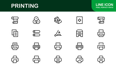 Professional Print Shop Vector Line Icon Pack. Unique collection simplifies all your design needs.