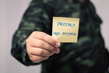 Thai army soldier advocates protection over attack in peaceful demonstration bangkok social issues...