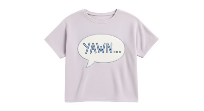 Light pink t shirt with a speech bubble graphic isolated on transparent background - Powered by Adobe