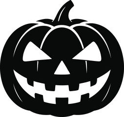 Black silhouette of a spooky jack o lantern halloween pumpkin