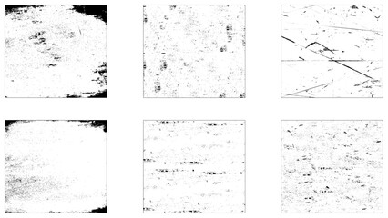 Set of black and white grunge distress overlay texture. Distress overlay texture. Surface dust and rough dirty wall background concept.  