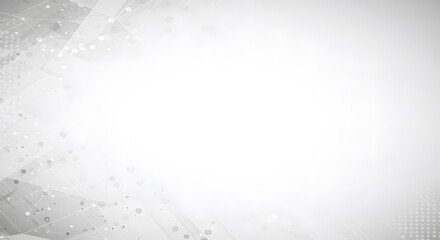 Abstract white and gray technology background with digital geometric patterns and connecting dots for a futuristic concept