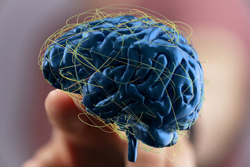 3D render of human brain with neural connections.  Ideal for neuroscience, AI, and technology...