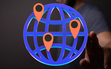 Illustrates global reach, network, connections, and locations. Ideal for technology, travel, and...