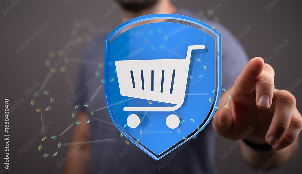 Poster safe and secure online shopping experience. protect your transactions with our advanced system.