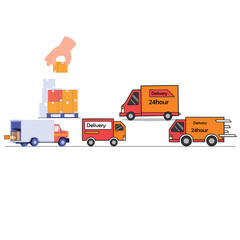  Fast delivery van. Vector illustration. Vector illustration of a yellow ,red and blue cartoon delivery truck.