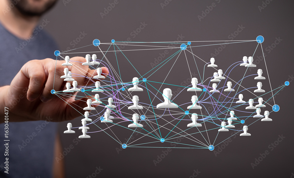 Poster image of a complex network representing global connections and communication.