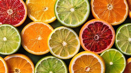 Fototapeta premium Colorful Citrus Fruit Flat Lay – Fresh and Zesty