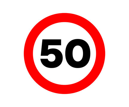 A traffic sign indicating a speed limit of 50 kilometers per hour. Speed limit sign, traffic safety vector design and illustration.

