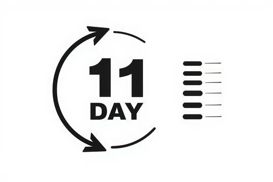 Eleven Day Countdown Icon with Circular Arrows and Progress Bars for Project Deadlines and Events