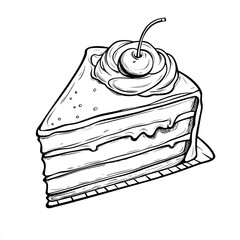 Hand-drawn slice of cake with cherry