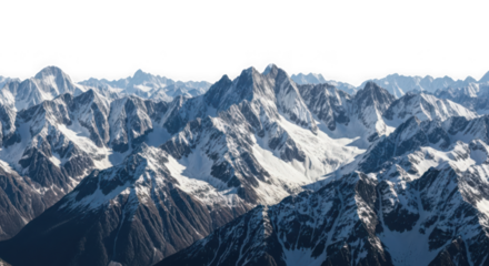 Snowy mountain peaks isolated on transparent background