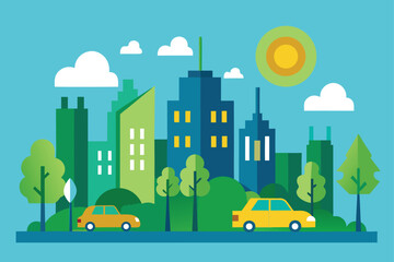 Obraz premium Green Smart City Landscape Vector 