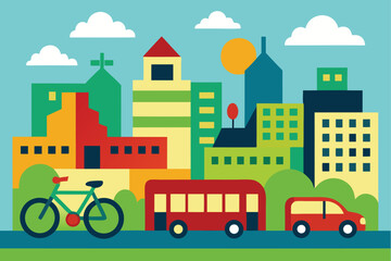Urban Public Transport City Vector Design
