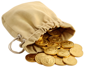A bag full of gold coins