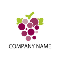 シンプルなぶどうのロゴ風イラスト｜ベクター向けフラットデザイン