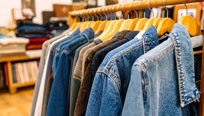 Obraz premium Clothing racks full of denim and other garments