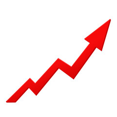 Up Growing Red Arrow on transparent background png