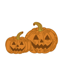 Original hand-drawn illustration of Halloween autumn pumpkins in a minimalist style. Illustrations for posters, cards, and graphic design.