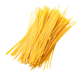 A pile of raw spaghetti noodles isolated