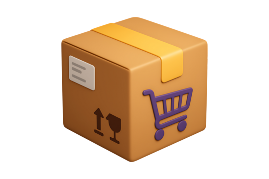 Ecommerce 3D Parcel Package Illustration Isolated on a Transparent Background