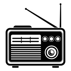 Retro Radio Silhouette Vector – Old Antenna Line Art