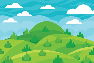 Obraz premium Green Rolling Hills Vector Landscape