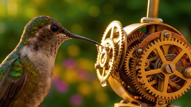 Hummingbird and Steampunk Gears