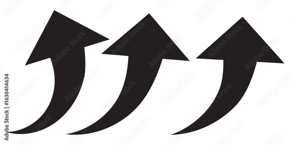 Poster black arrows icon vector set. bold arrow symbol curved flat design isolated
