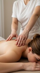 A woman receiving a back massage