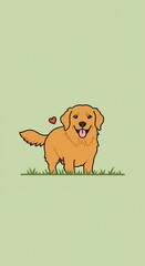Cute golden retriever on grass