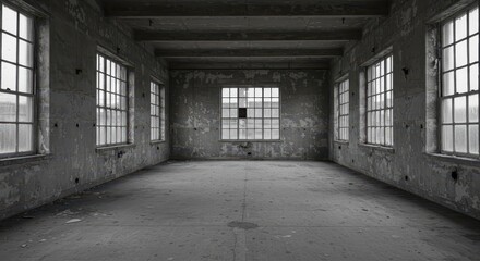 Empty, gray industrial room