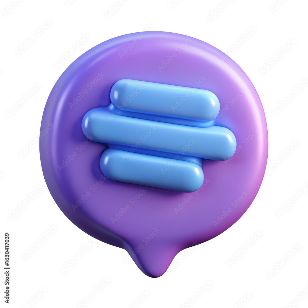 Poster 3d speech bubble icon isolated on transparent background