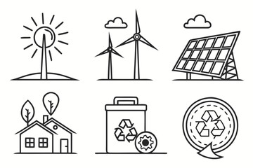 Renewable Energy and EcoFriendly Icons Collection.