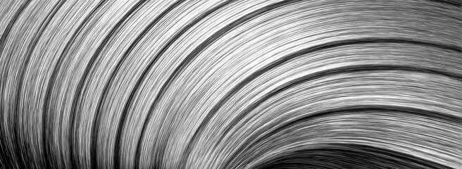 Abstract monochrome image of concentric, curved lines
