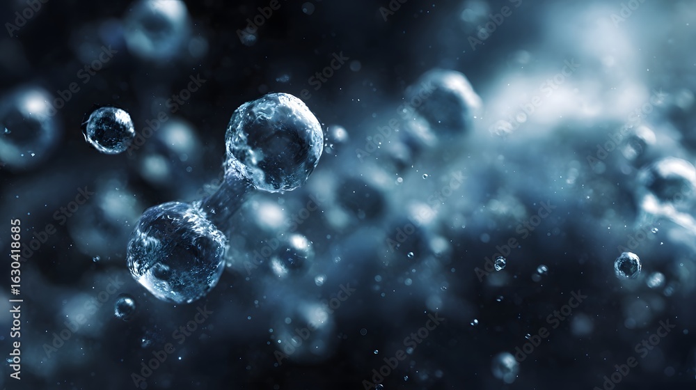 Aufkleber 3d rendering of pure water molecules with sharp focus and high