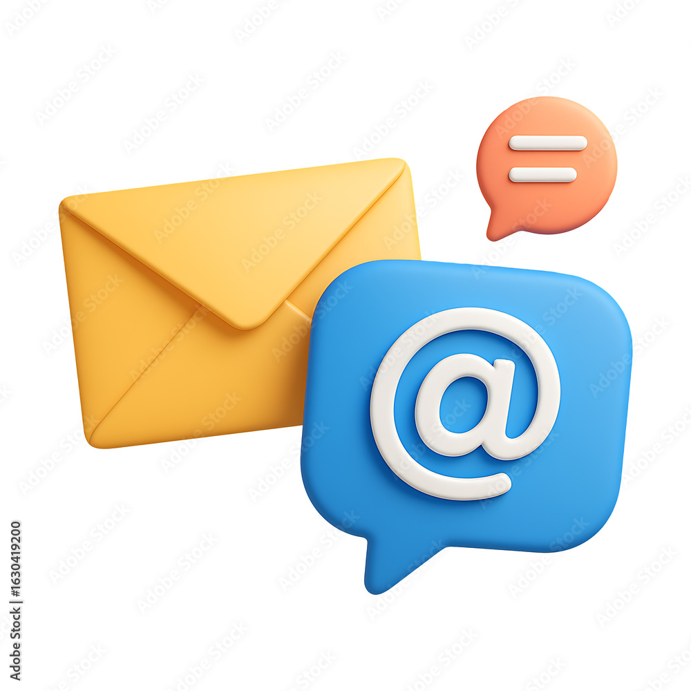 Poster 3d email and message notification icons isolated on a transparent background