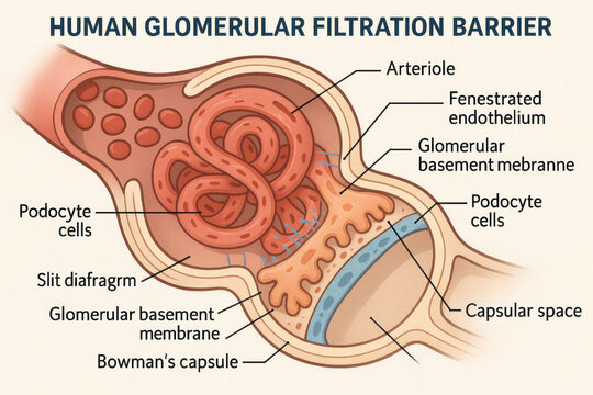 Human Glomerular Filtration Barrier - Medical Illustration