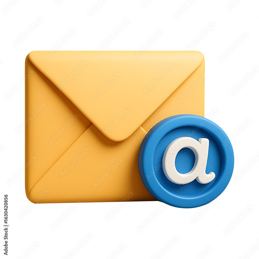 Aufkleber 3d email envelope with at symbol isolated on a transparent background