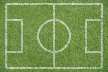 Football field. Soccer ground with green grass texture and frame. Vector illustration