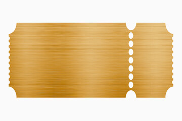 Golden ticket. Gold vector coupon, sticker or discount tag mockup isolated on white background....