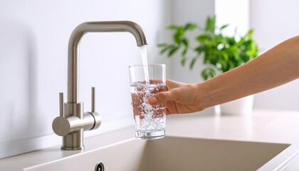 man pouring water into a glass