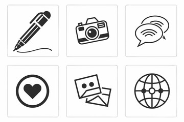 Fototapeta premium Collection of Modern Digital Icons for Communication and Creativity.