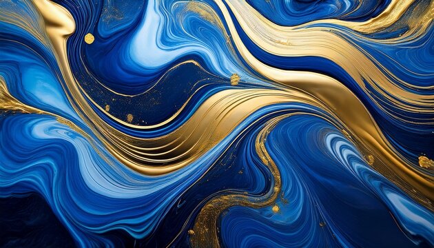 abstract swirling blue and gold marble luxury design marble abstract art generative ai - Powered by Adobe
