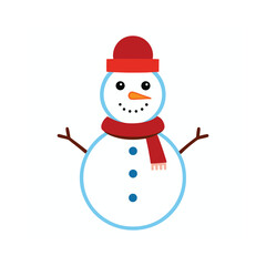Merry Christmas Snowman Clipart Isolated on White for Designs