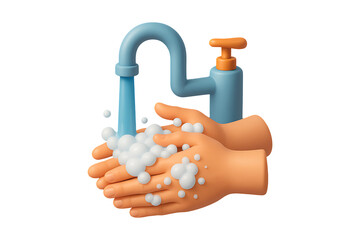 Clean Hands Hygiene 3D Illustration Isolated on a Transparent Background