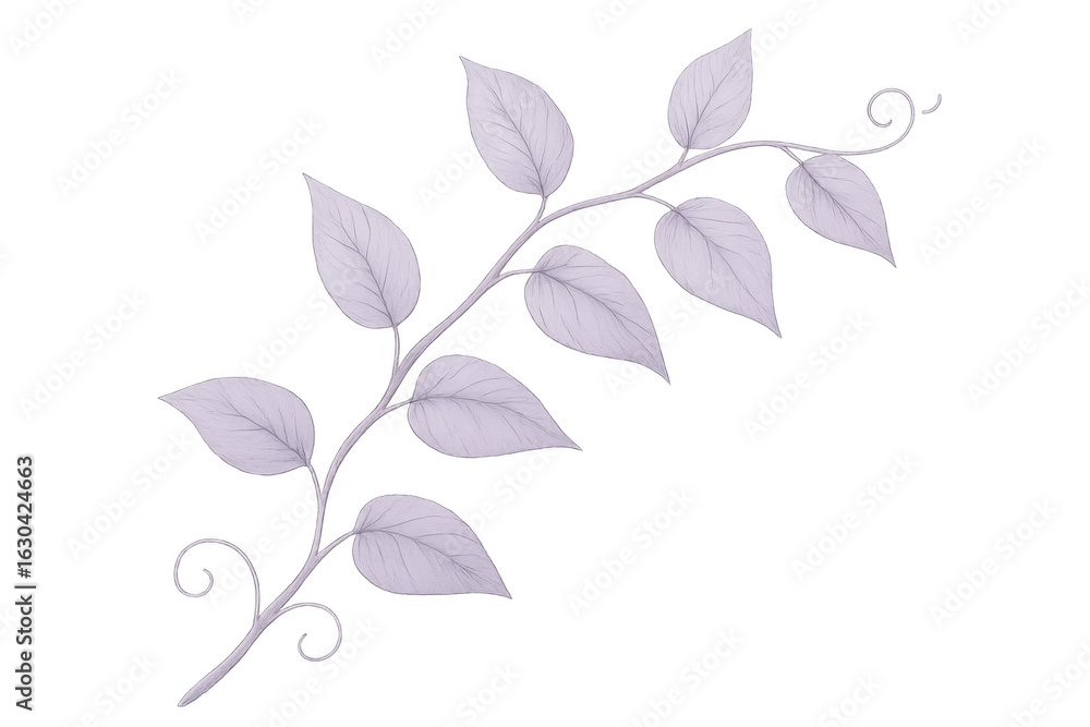 Aufkleber purple leaves gracefully branching out on a transparent background, creating a natural and elegant d