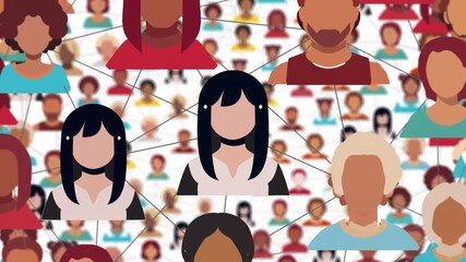 Social Network Community With Connected Diverse Avatars Representing Global Connections and Diversity loop - Powered by Adobe