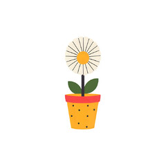 Charming Daisy in Pot: Simple Flower Illustration for Design Projects