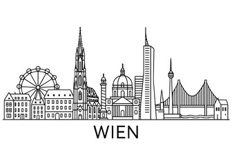 Wien city skyline vector on white background Vector line city skyline © Roman
